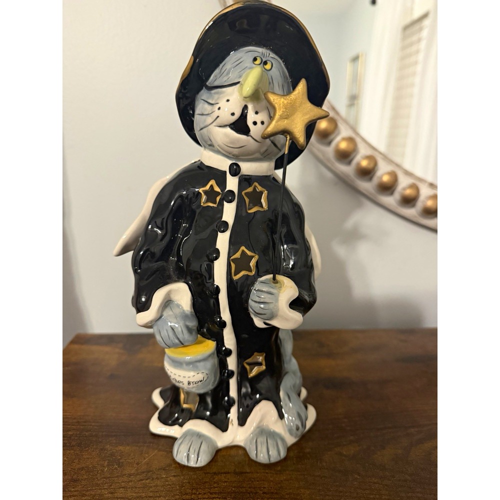 Blue Sky Clayworks Charlie Cat Witch Halloween Tea Light Holder 2009 Goldminc